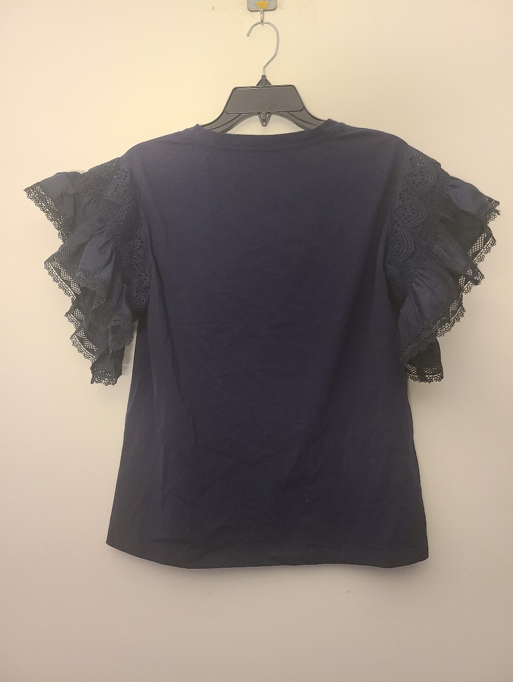 Kobi Halperin Navy Lace Flutter Sleeve Top Womens Size Small - Picture 4 of 4